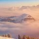 rigi, switzerland, landscape, mist, mountains, snow, clouds wallpaper