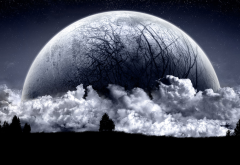 moon, clouds, night, graphics, space wallpaper