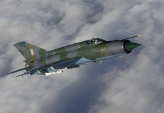 mig-21, military aircraft, aircraft, clouds wallpaper