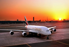 emirates, emirates airline, a380, airbus, airbus a380, dubai, uae, sunrise, aircrafts, aviation wallpaper